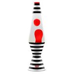 Blob Lamps Stripy Liquid Motion Lamp ‘Bullseye’ Vintage Black & White Striped Metal Base & Cap Red Wax Clear Liquid 14.5” Magma Lamp Mood Light