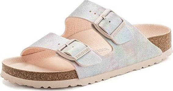 Birkenstock Women's, Arizona Slide Sandal - Narrow Width Rose Iridescent 41 M