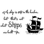 ANFRJJI Sailboat Wall Decal - Adventure Awaits Wall Stickers with Inspirational Quote - PVC Removable Wall Decor for Brave and Adventurous Kids - Ancient Pirate Sailboat for Living Room and Bedroom -