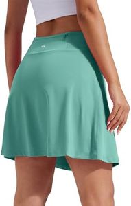 Pioneer Camp Women 18'' Tennis Skirts High Waisted Golf Skort with Shorts Pockets Athletic Long Skirts Workout Running Green