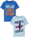 The Children's Place Baby-Boys Baby Boys and Toddler Boys Short Sleeve Graphic T- Shirt 2-Pack, This Guy Loves His Mama/Mom's Copilot, 5T