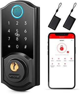 Smart Door Lock, SMONET Fingerprint Deadbolt Keyless Entry Door Lock with Electronic Bluetooth Digital Keypad for Front Door, Biometrics, Auto Lock, Fob Key, Passcode by APP Control for Home Hotel
