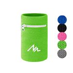 NEWZILL Wrist Wallet (Wristband) with Zipper - for Running, Walking, Basketball, Tennis, Hiking, Cross-Fit and More (Green-L)