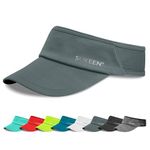 Sukeen Sun Visor Hat Women, Wide Brim Sun Protection Ladies Visor Cap, Cool Running Visor with Breathable Sweatband, Sports Outdoor Golf Hat Women Men for Cycling Tennis Grey