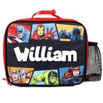 Marvel Personalised Avengers Children’s Lunch Bag - Superhero Insulated Lunch Bag for Kids - School Lunch Bag for Boys & Girls - Avengers Lunch Bag, Black