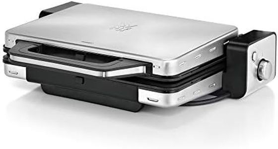 WMF Lono Griglia a Contatto 2 in 1, Griglia Elettrica in Acciaio Inossidabile Cromargan® 18/10, Griglia con Controllo della Temperatura, Formato Compatto, Superficie Antiaderente, Potenza 2100 W