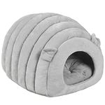 RAIN QUEEN Cat Sleeping Bed Portable Large Cat Puppy Igloo Bed with Removable Cushion, Small Dog Cave Bed Pet Warm House, Washable (Pur Grey)