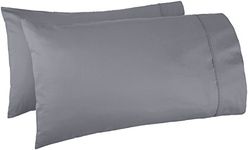 Amazon Basics 400 Thread Count Cotton Pillow Cases, King, Set of 2, Dark Grey, Pillows Not Included