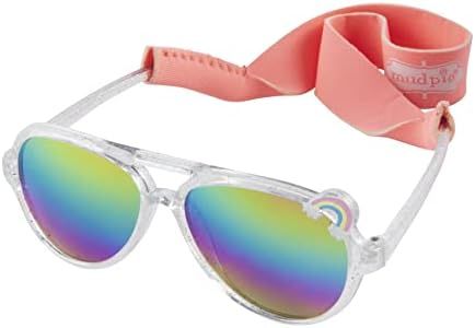 Mud Pie Girls Aviator Baby Sunglasses with Strap Set, 0-2 Years