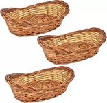 3A Featuretail Multipurpose Cane Basket for Kitchen Use Wood Fruit & Vegetable Basket, Flowers basket, Gift Packing (21CM X 15CM X4CM) 3pc Set, Boat Shape Cane Basket)