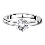 TJC Moissanite Solitaire Ring for Women Engagement Ladies Rings in Platinum Plated 925 Sterling Silver Size Q Prong Setting Metal Wt. 3.75 Grams