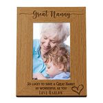 Personalised Great Nanny Love Heart Engraved Photo Frame Gift (4 x 6 Inch)