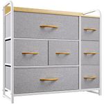 YITAHOME Chest of Drawers, Fabric 7-Drawer Storage Organizer Unit for Bedroom Living Room Closet, Sturdy Steel Frame, Easy Pull Fabric Drawer & Wooden Top, Fabric Dresser