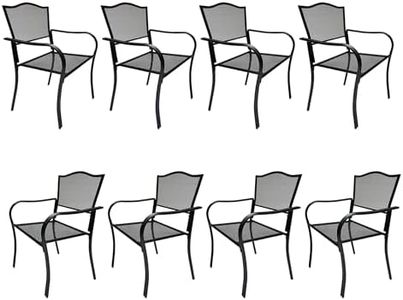 Seekverse 8-Pack Metal Patio Chairs, All-Weather Outdoor Dining Chairs with Breathable Mesh for Garden, Pool, Backyard & Lawn