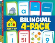 School Zone - Bilingual Spanish/English 4-Pack Flash Cards - Ages 4+, Preschool, Kindergarten, Alphabet, ABC’s, Basic Sight Words, Numbers 1-100, Colors, Shapes, ESL, Language Immersion, and More