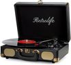 Retrolife Vinyl Record Player 3-Speed Bluetooth Suitcase Portable Belt-Driven Record Player with Built-in Speakers RCA Line Out AUX in Headphone Jack Vintage Turntable