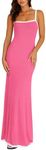 PRETTYGARDEN Women's Bodycon Spaghetti Strap Maxi Dresses 2025 Summer Resort Wear Sleeveless Long Beach Dress(Pink,Medium)