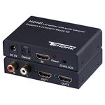 Tendak HDMI Splitter 1 in 2 out HDMI Splitter Amplifier for Dual Display Support Ultra HD 4K x 2K 3D Full HD 1080P for Amazon Fire TV Apple TV PS3 4 Xbox Blu-ray 1 in 2 out w/ audio - 4K