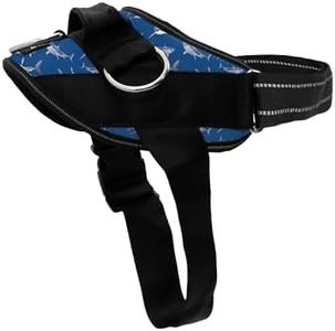 ShawnCo Essential Dog Harness, No-Pull Pet Vest with 3 Leash Clips, No Choke, Reflective, Adjustable and Padded, for Easy Walking and Training for Small, Medium and Large Dogs (White Sharks, M)