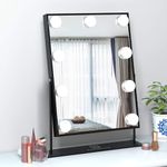 FENCHILIN Hollywood Mirror with Light Lighted Makeup Mirror Vanity Makeup Mirror Smart Touch Control 3Colors Dimable Light Detachable 10X Magnification 360°Rotation(White)