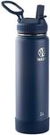 Takeya Actives Insulated Stainless Steel Water Bottle with Straw Lid, 24 Ounce, Midnight Blue