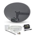 SSL Satellites Zone1 Dish Kit for SKY/Freesat/Astra/Polesat/Hotbird/Full HD, Latest MK4 Dish with Quad LNB, 10M Twin White Cable, Signal Finder Satellite TV Finder, Brackets, Bolts, F Connectors