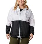 Columbia Women's Flash Forward Windbreaker, Water & Stain Resistant, White/Black, 3X