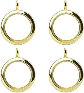 WANDIC Glossy Photo Charms, 4 Pieces Gold Round Memory Locket Pendant Bridal Wedding Bouquet Charms for Photo or Decoration, 30mm