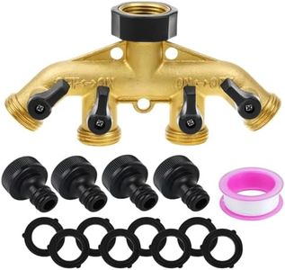 MLUOTALY Brass Hose Connector 4 Way, 3/4" Garden Hose Splitter with 4 Threaded Faucet Adapter, Sink Valve Diverter, Connector Distributor for Outdoor, Garden, Courtyard, Lawn, Kitchen (4 Way)