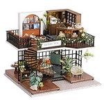 CUTEROOM Doll Houses DIY Dollhouse Kit Handmade & Dollhouse with Led Lights & Music Box Creative Room Dollhouse with Furniture (LV001)