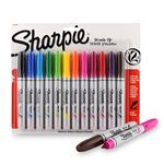 Sharpie Assorted Brush Tip Permanent Marker |Suitable for Multipurpose Usage| Smudge Free | Office Stationery Items | Pack of 12