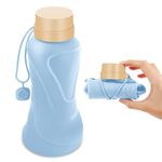 NAVTUE Collapsible Water Bottle, 650ml Foldable Water Bottle BPA Free Reusable Lightweight Leak-Proof Travel Silicone Water Bottle for Travel, Gym, Hiking, Office, Camping (Blue)