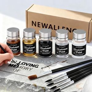 Professional Headstone Paint Kit - Monument Inscription Paint Long-Lasting, Weather-Resistant Formula for Restoring Faded Gravestone Lettering/Tombstone Inscriptions on Granite & Marble(Five Colors)