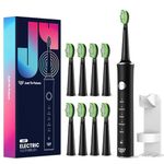 JTF Electric Toothbrushes for Adults with 2 Mins Smart Timer,Sonic Electric Toothbrush with 5 Modes & 8 Replacement Toothbrush Heads,Black