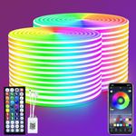 segrass 30M 24v RGB LED neon Rope Lights led neon Strip Lights with Remote/APP Control Flexible Neon LED Strip Lights for Bedroom Room Outdoors Decor