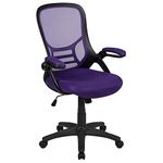 Flash Furniture High Back Purple Mesh Ergonomic Swivel Office Chair with Black Frame and Flip-up Arms