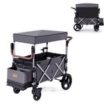 GYMAX Double Stroller Wagon, Portable Baby Strollers with 5-Point Harnesses, Adjustable Push Handle, Removable UV-Protection Canopy and Large Storage Basket, Folding Twin Cart for Kids (Grey+Silver)