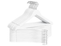 StorageWorks 20 Pack White Wooden Coat Hanger, Heavy Duty Clothes Hangers, Natural Wood Hangers for Coats, Shirts, Jackets, Pants, Wedding Dress, Bridesmaid Suits