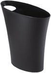 Umbra Skinny Can Trash Can, Black, 2.5 gal (7.5 L), Oval, No Lid, Pale Dust Box