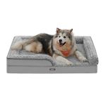 Feandrea Dog Bed, Orthopaedic Pet Bed, Egg Crate Foam Dog Sofa Bed with Raised Edges, Removable Washable Cover with Rose Pattern, 48 x 35 x 7 Inches, Dove Gray UPGW254G01