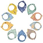 BEBOAN Baby Bandana Dribble Bibs, 10-Pack Newborn Bibs for Boys Drooling, Made with 100% Organic Cotton Soft and Absorbent Baby Bibs for Toddlers Teething, Adjustable Size