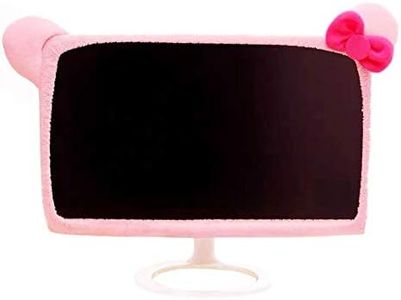 LINXTAR 20''-29'' Computer Monitor Cover with Cat Ear Design Furry Kawaii Pink Monitor Dust Cover Elastic Dustproof for PC Tablet TV