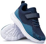 MURDESOT Kids Boys Girls Athletic Running Sports Shoes with Strap for Little Kids,Big Kids,Blue 029,8.5"