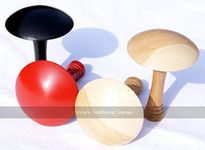 Masters Traditional Games Set Bar Billiards mushrooms (2 natural wood, 1 red, 1 black, flat underside)