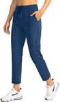 Soothfeel Women's Pants with 4 Pockets 7/8 Stretch High Waisted Sweatpants Travel Athletic Work Golf Pants for Women(Dark Blue, Medium)
