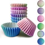 Gcardist 300-Count Standard Gradient Cupcake Liners Cupcake Cups 6 Design Blue Pink Gradient Cupcake Papers Baking Cups Cupcake Wrappers (Standard Size)