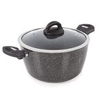 Tower T81272 Cerastone Induction Casserole Dish with Glass Lid, Non Stick Ceramic Coating, Easy to Clean, Graphite, 24 cm