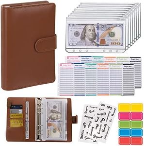 NICOOTH Budget Binder A6 Money Saving Binder with Zipper Cash Envelopes