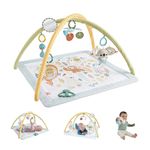 Fisher-Price Baby Playmat Simply Senses Newborn Gym with Mobile & Sensory Activity Toys for Developmental Play Ages 0+ Months, HRB15