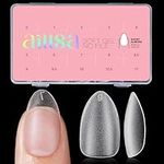 AILLSA Nail Tips Short Almond Soft Gel Tips 450PCS Pre-shaped Matte Full Cover Press On Nails Almond Fake Nail Tips False Gelly Nails for Soak Off Nail Extensions Portable Box for Nail DIY 15 Sizes